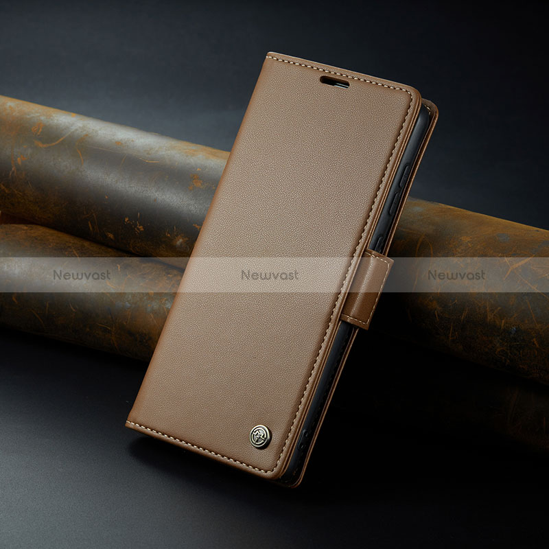 Leather Case Stands Flip Cover Holder C04S for Xiaomi Mi 13T Pro 5G Brown