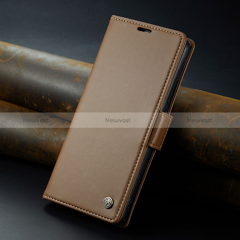 Leather Case Stands Flip Cover Holder C04S for Xiaomi Redmi 13C Brown