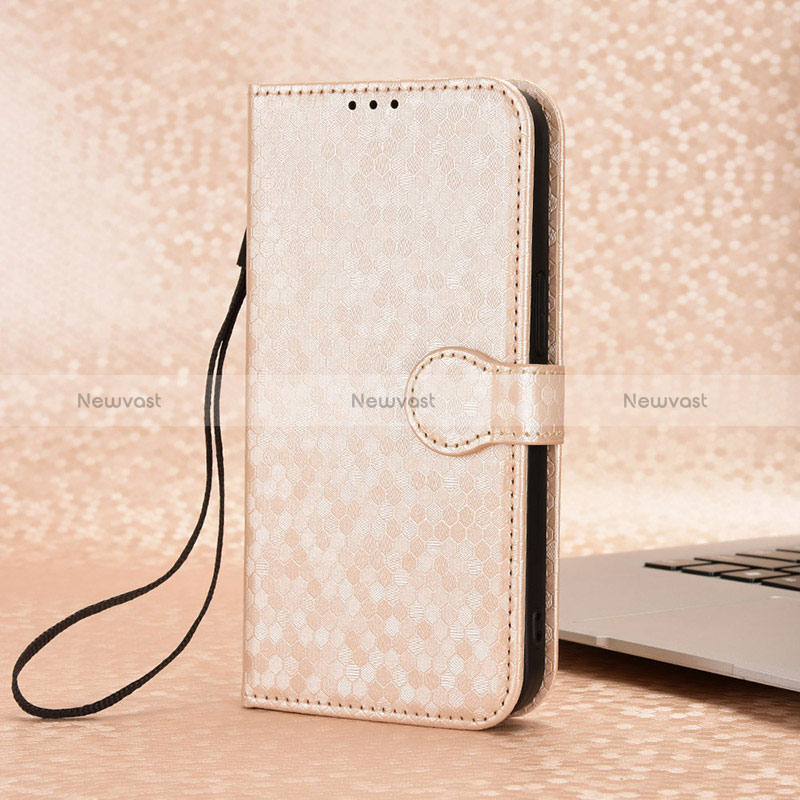 Leather Case Stands Flip Cover Holder C04X for Huawei P60 Art Gold