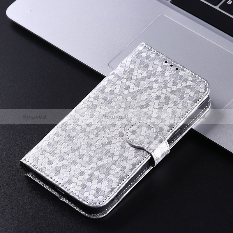 Leather Case Stands Flip Cover Holder C04X for Xiaomi Redmi 12 4G Silver