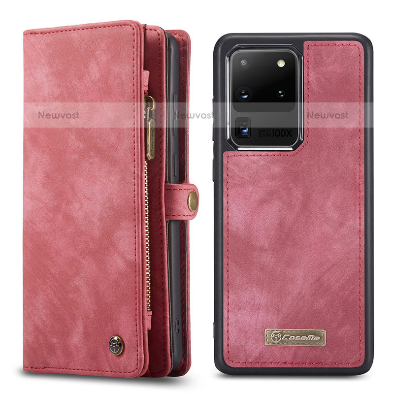 Leather Case Stands Flip Cover Holder C05S for Samsung Galaxy S20 Ultra Red