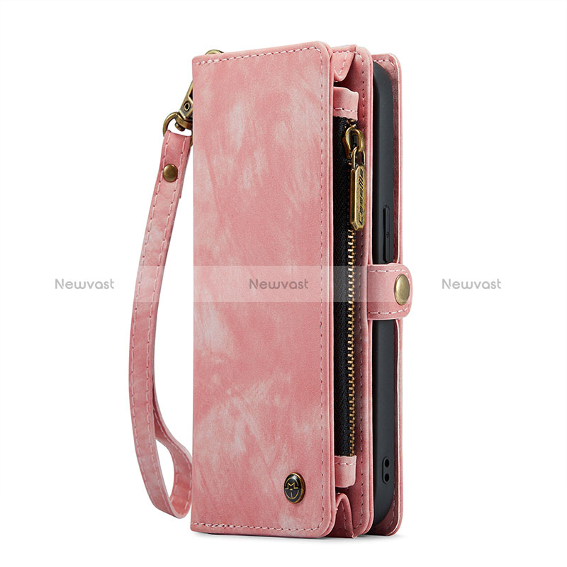 Leather Case Stands Flip Cover Holder C06S for Apple iPhone 13 Pro Max Pink