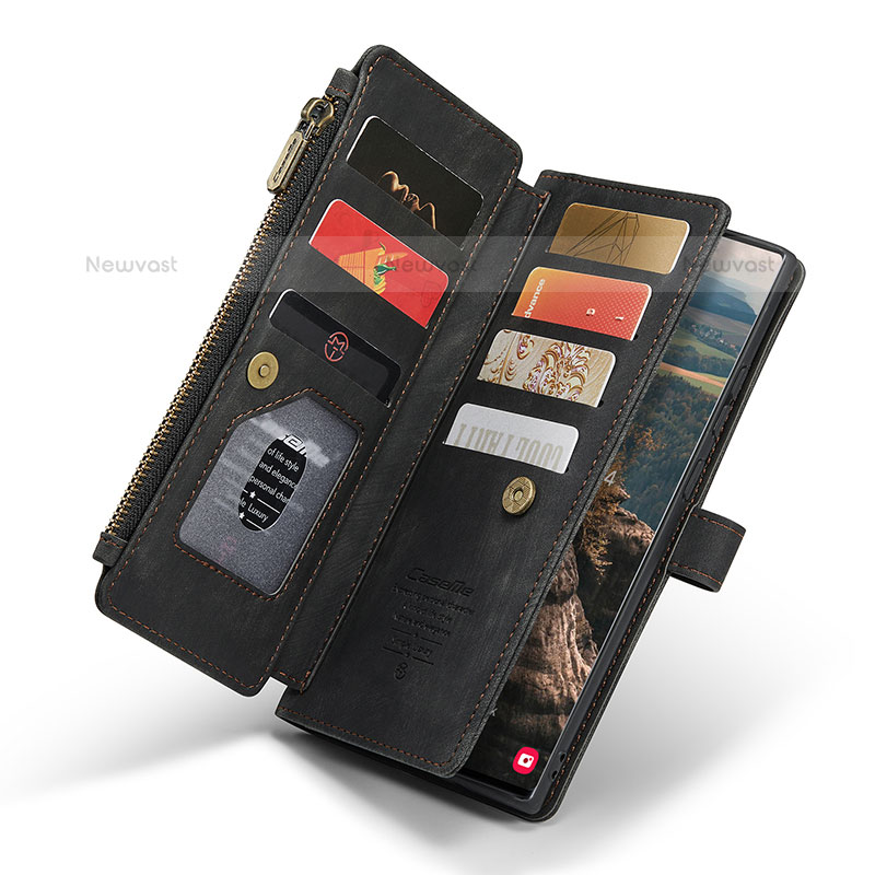 Leather Case Stands Flip Cover Holder C06S for Samsung Galaxy S21 Ultra 5G