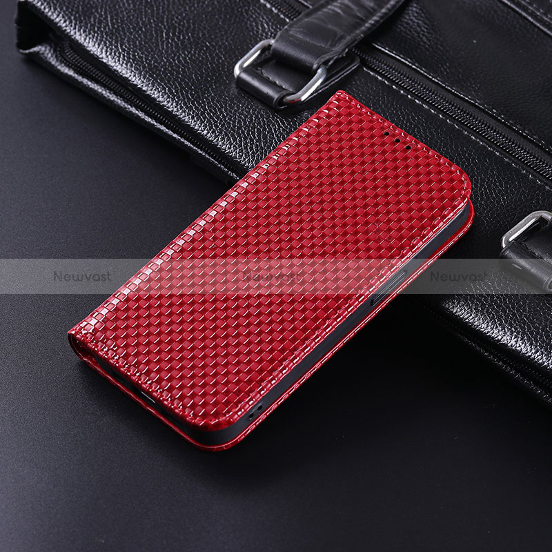Leather Case Stands Flip Cover Holder C06X for Google Pixel 4 Red
