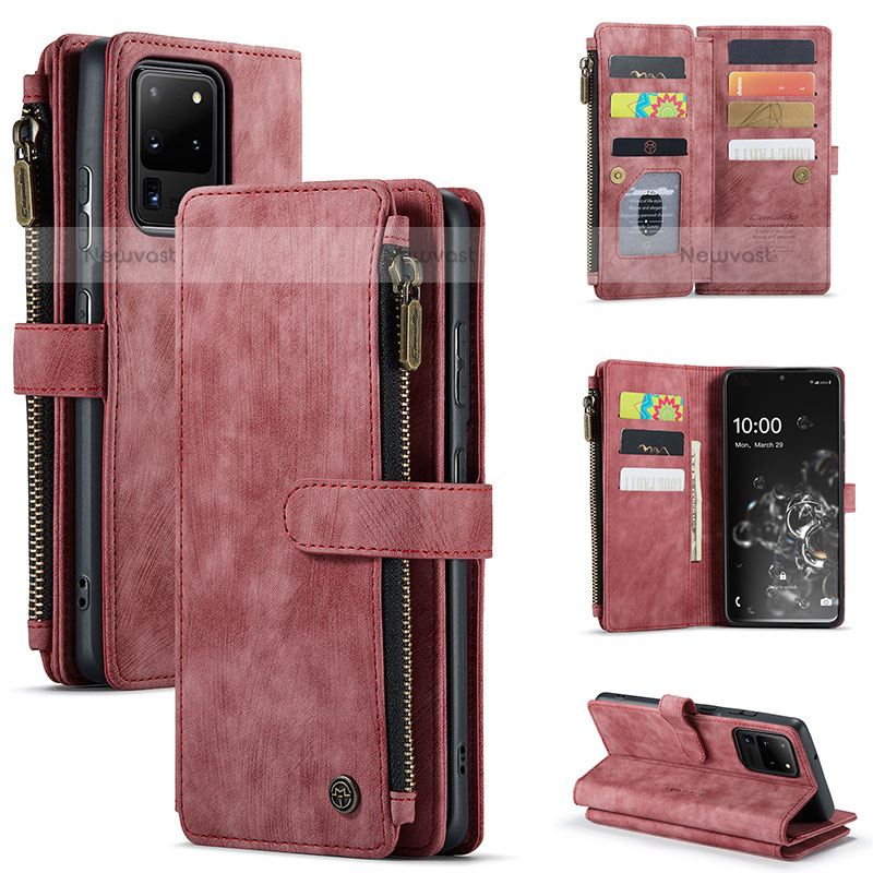 Leather Case Stands Flip Cover Holder C07S for Samsung Galaxy S20 Ultra
