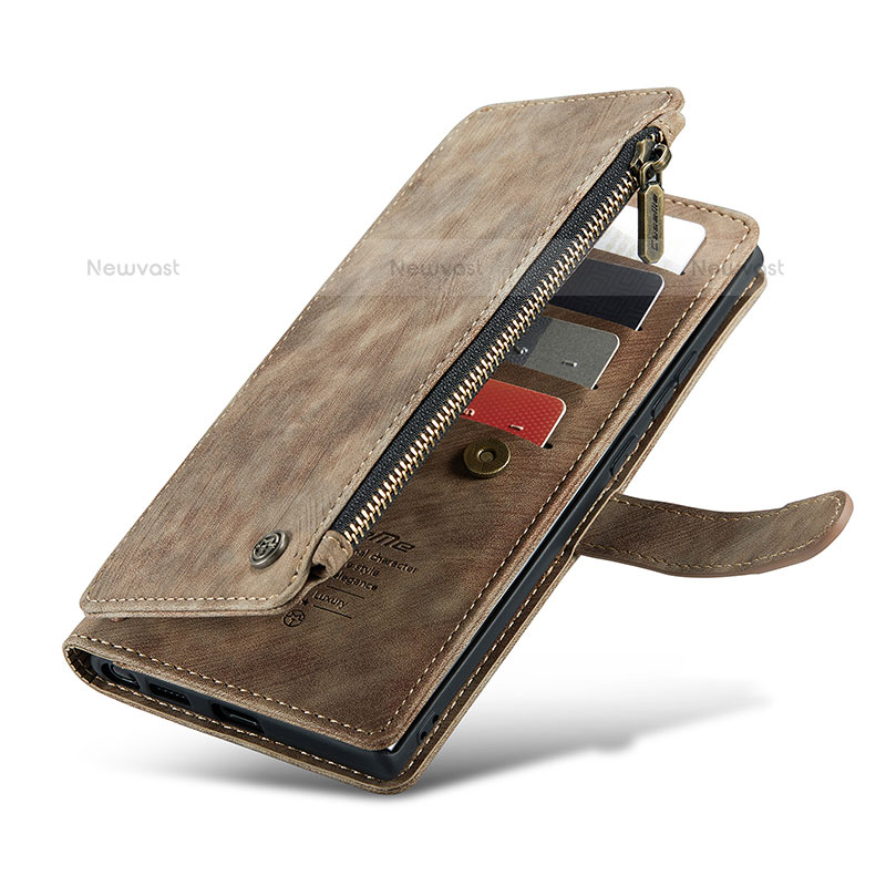 Leather Case Stands Flip Cover Holder C07S for Samsung Galaxy S22 Ultra 5G