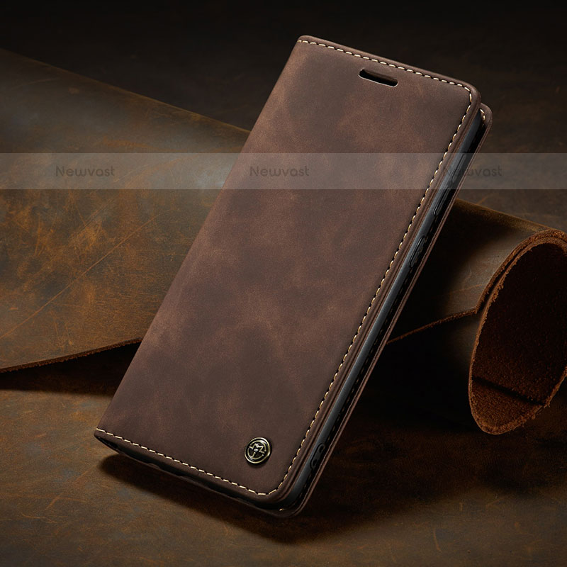 Leather Case Stands Flip Cover Holder C10S for Samsung Galaxy S21 5G Brown