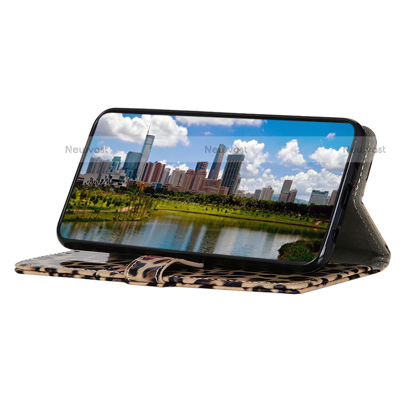 Leather Case Stands Flip Cover Holder D01Y for Motorola Moto G71 5G Brown