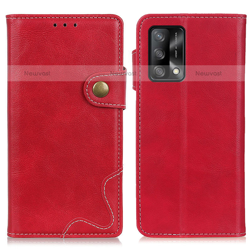 Leather Case Stands Flip Cover Holder D01Y for Oppo A74 4G Red