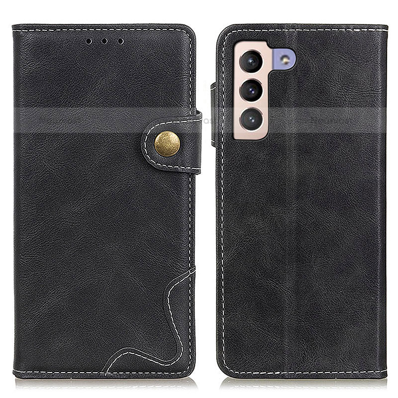 Leather Case Stands Flip Cover Holder D01Y for Samsung Galaxy S21 5G Black