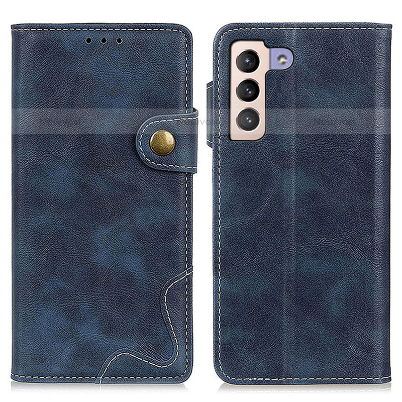 Leather Case Stands Flip Cover Holder D01Y for Samsung Galaxy S21 5G Blue