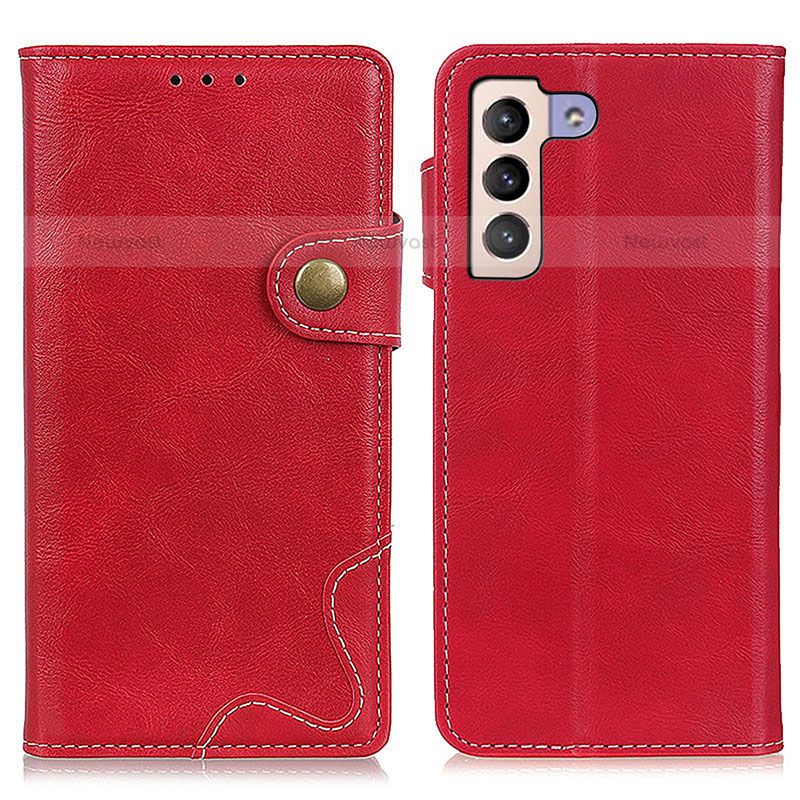 Leather Case Stands Flip Cover Holder D01Y for Samsung Galaxy S21 Plus 5G Red