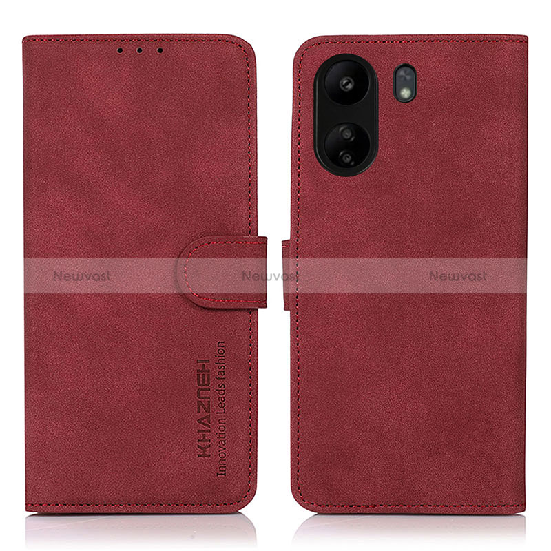 Leather Case Stands Flip Cover Holder D01Y for Xiaomi Redmi 13C Red