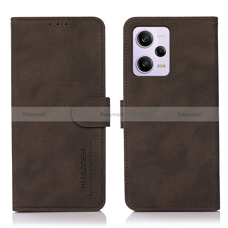 Leather Case Stands Flip Cover Holder D01Y for Xiaomi Redmi Note 12 Pro 5G Brown
