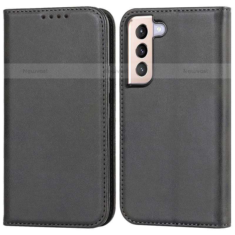 Leather Case Stands Flip Cover Holder D03T for Samsung Galaxy S21 FE 5G Black
