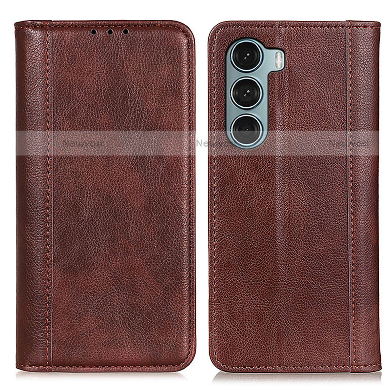 Leather Case Stands Flip Cover Holder D03Y for Motorola Moto Edge S30 5G Brown