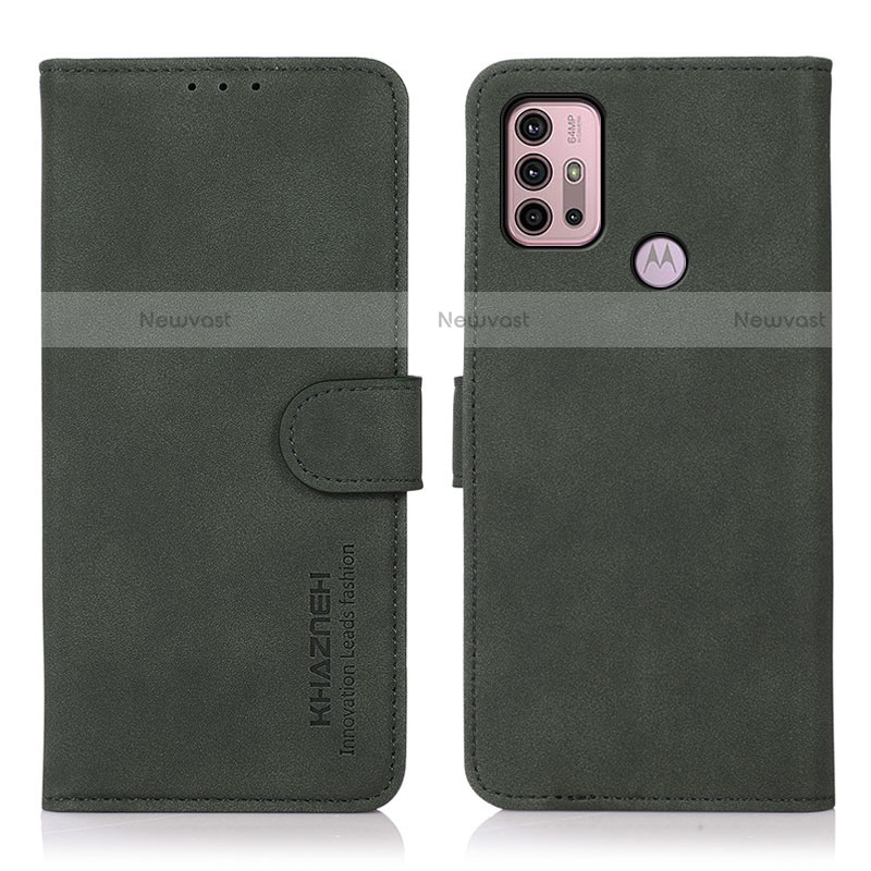 Leather Case Stands Flip Cover Holder D03Y for Motorola Moto G10 Green