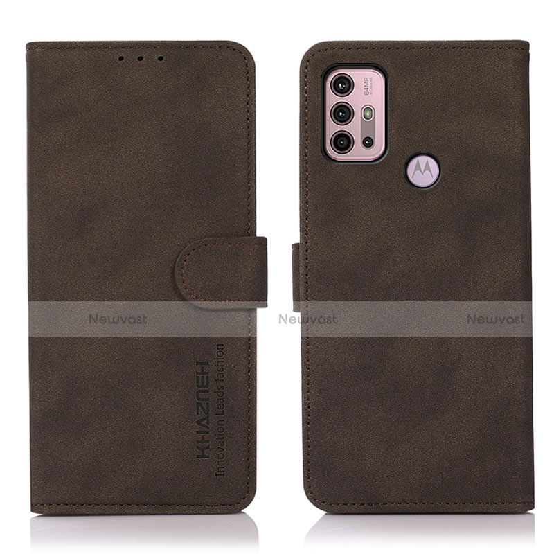 Leather Case Stands Flip Cover Holder D03Y for Motorola Moto G30 Brown