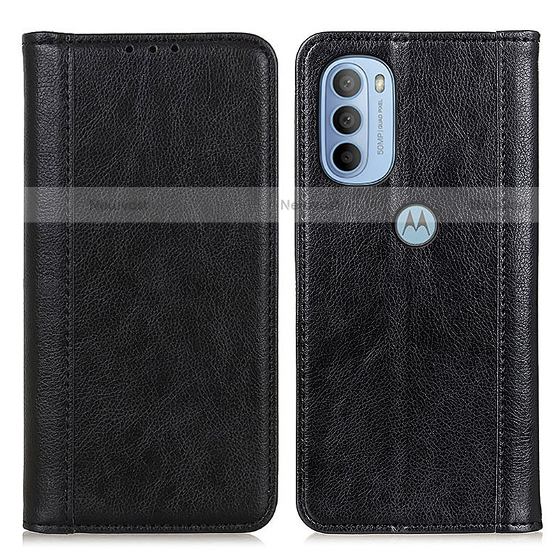 Leather Case Stands Flip Cover Holder D03Y for Motorola Moto G31 Black