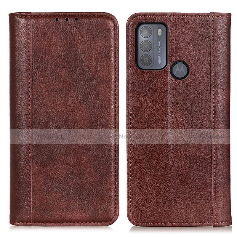 Leather Case Stands Flip Cover Holder D03Y for Motorola Moto G50 Brown