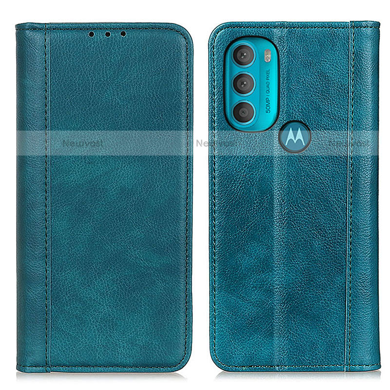 Leather Case Stands Flip Cover Holder D03Y for Motorola Moto G71 5G Green