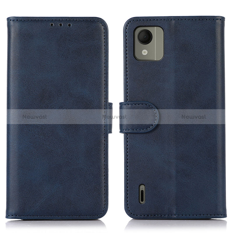 Leather Case Stands Flip Cover Holder D03Y for Nokia C110 Blue