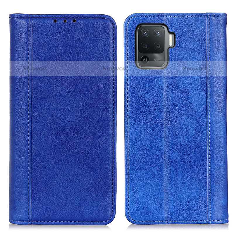 Leather Case Stands Flip Cover Holder D03Y for Oppo A94 4G Blue