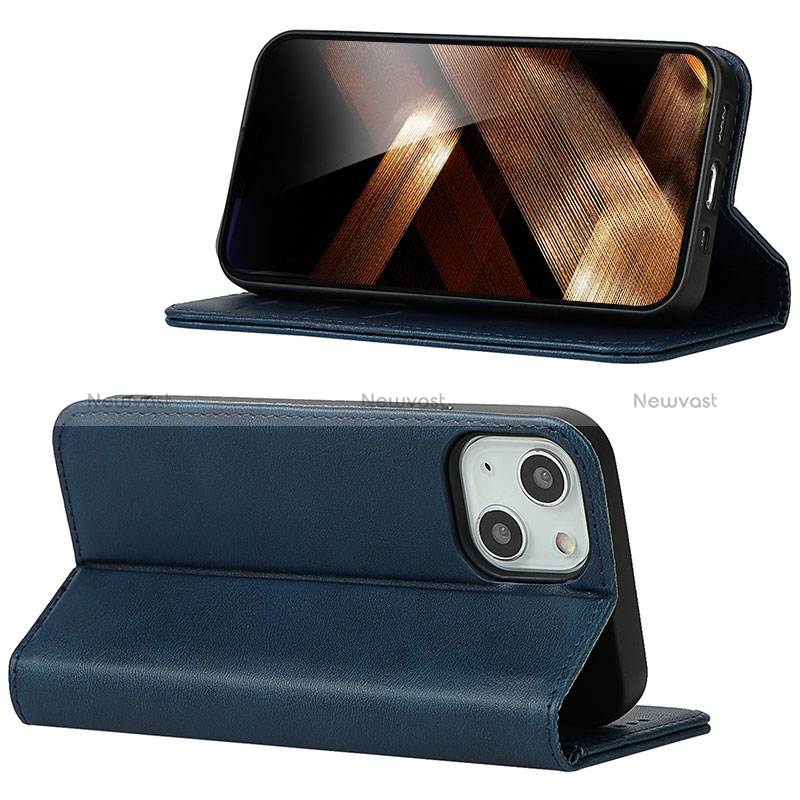 Leather Case Stands Flip Cover Holder D04T for Apple iPhone 14