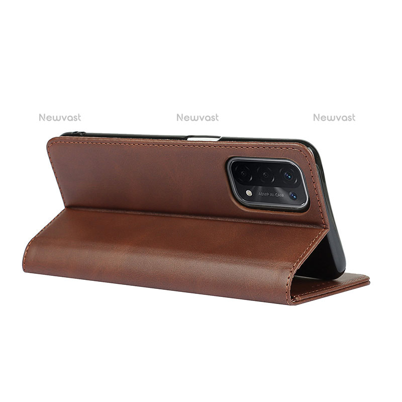 Leather Case Stands Flip Cover Holder D04T for OnePlus Nord N200 5G