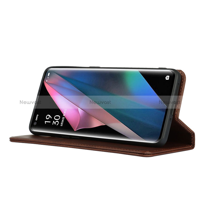 Leather Case Stands Flip Cover Holder D04T for Oppo Find X3 5G