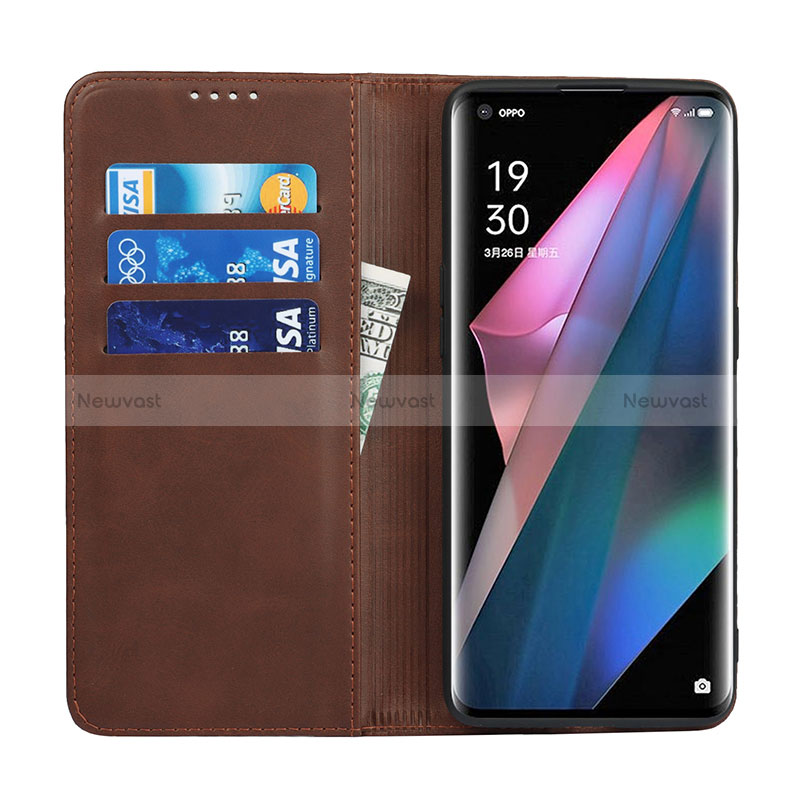 Leather Case Stands Flip Cover Holder D04T for Oppo Find X3 5G