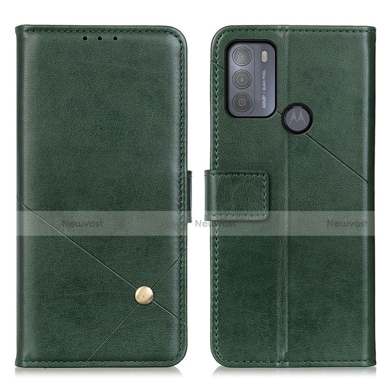 Leather Case Stands Flip Cover Holder D04Y for Motorola Moto G50 Green