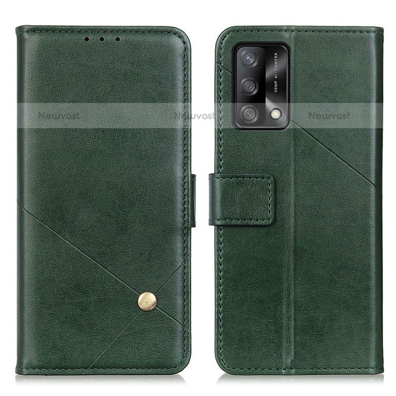 Leather Case Stands Flip Cover Holder D04Y for Oppo A74 4G Green