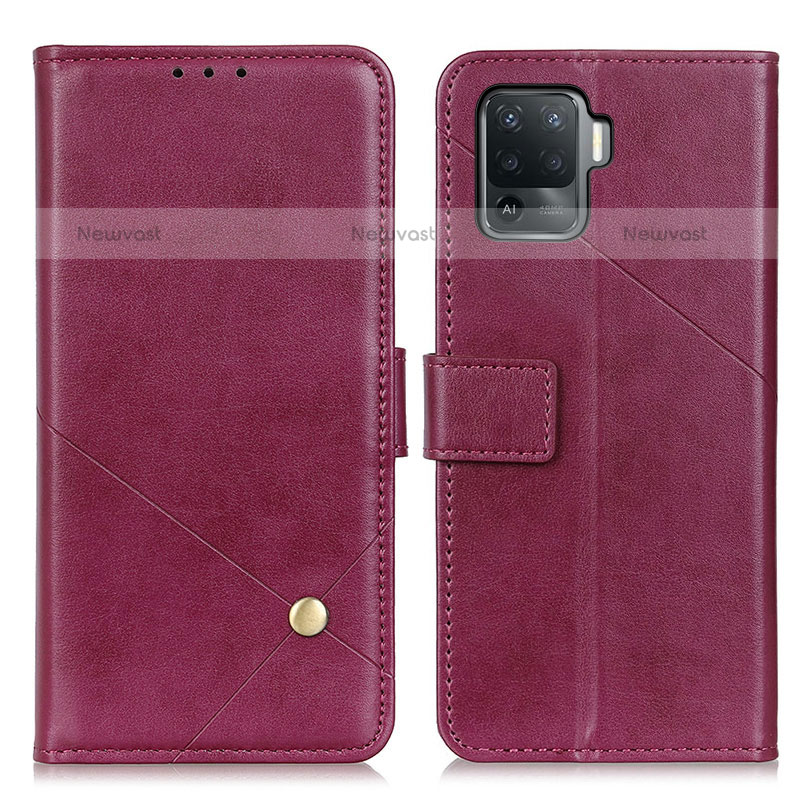 Leather Case Stands Flip Cover Holder D04Y for Oppo A94 4G Purple
