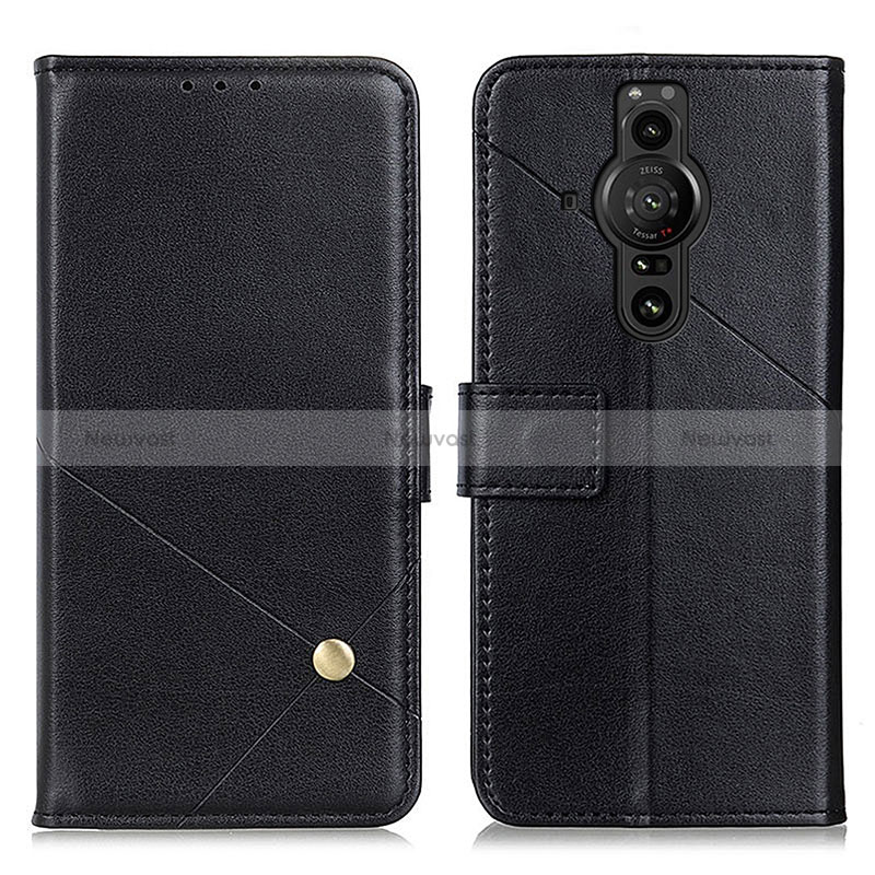 Leather Case Stands Flip Cover Holder D04Y for Sony Xperia PRO-I Black