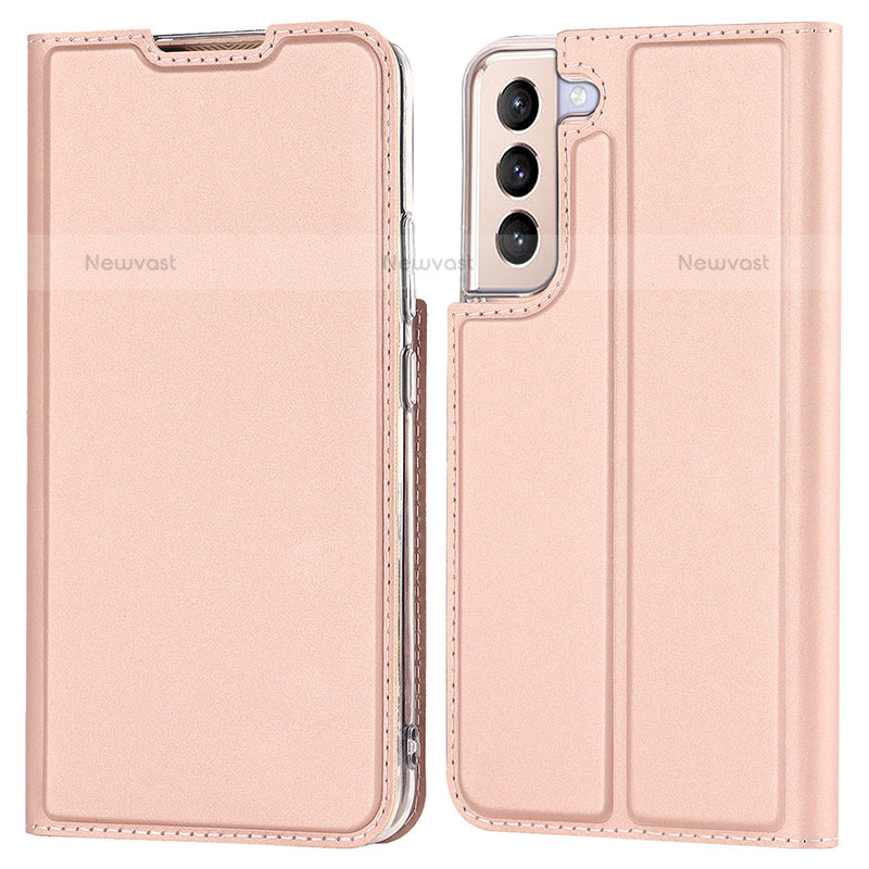 Leather Case Stands Flip Cover Holder D05T for Samsung Galaxy S23 5G Rose Gold