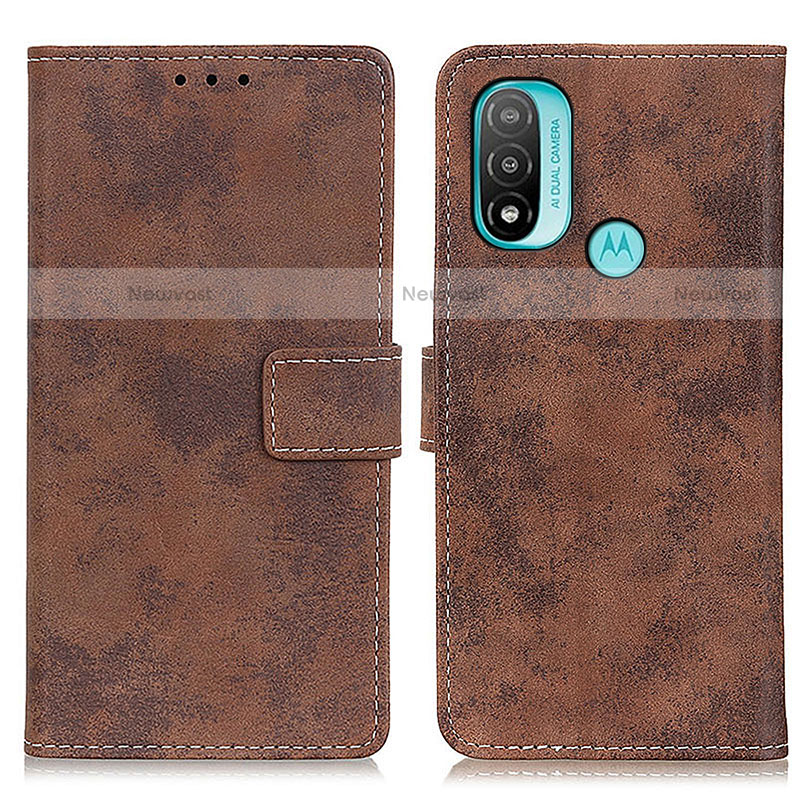 Leather Case Stands Flip Cover Holder D05Y for Motorola Moto E20