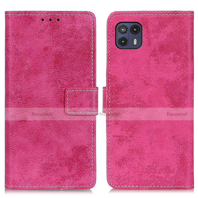 Leather Case Stands Flip Cover Holder D05Y for Motorola Moto G50 5G Hot Pink