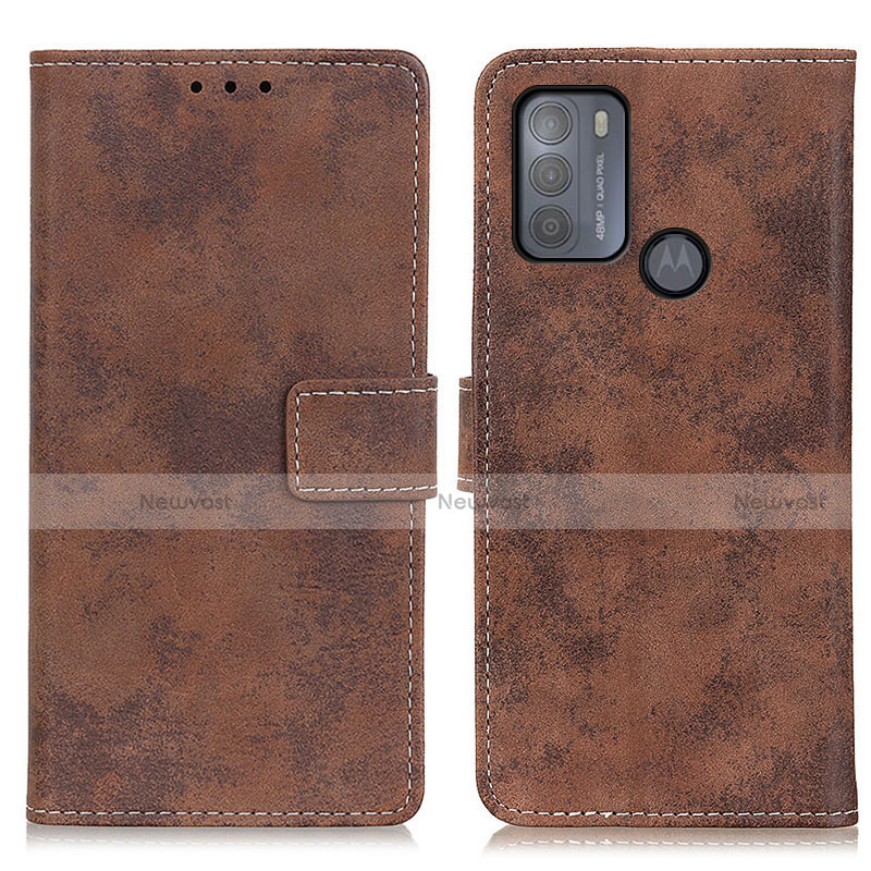 Leather Case Stands Flip Cover Holder D05Y for Motorola Moto G50 Brown
