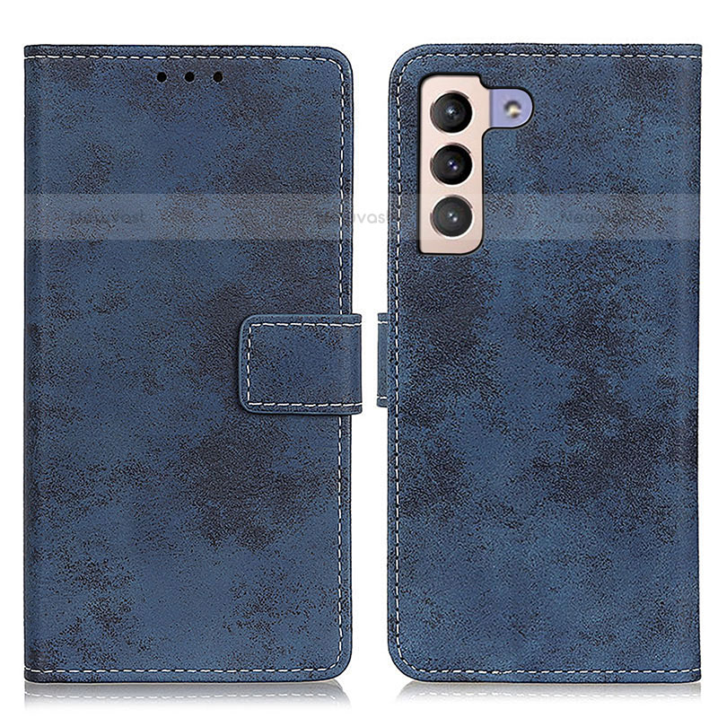 Leather Case Stands Flip Cover Holder D05Y for Samsung Galaxy S22 Plus 5G Blue