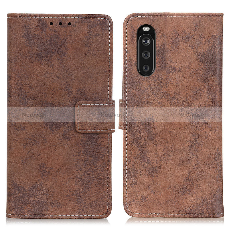 Leather Case Stands Flip Cover Holder D05Y for Sony Xperia 10 III Brown