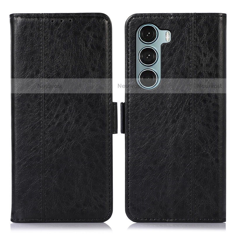 Leather Case Stands Flip Cover Holder D06Y for Motorola Moto G200 5G Black
