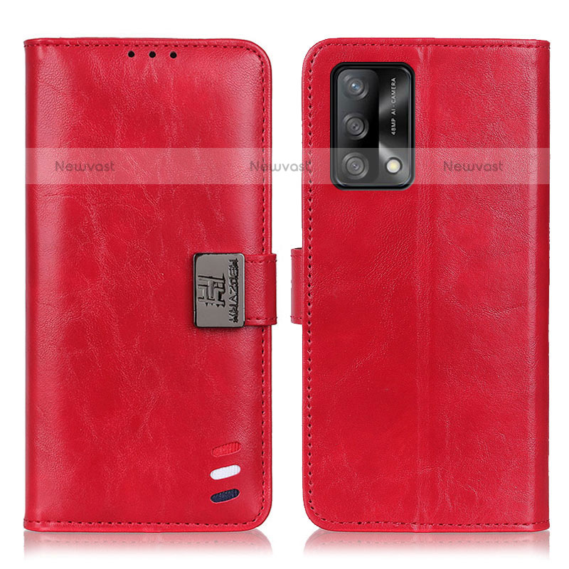 Leather Case Stands Flip Cover Holder D06Y for Oppo A74 4G Red