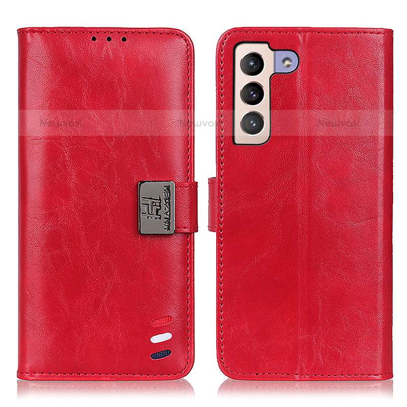 Leather Case Stands Flip Cover Holder D06Y for Samsung Galaxy S21 Plus 5G Red