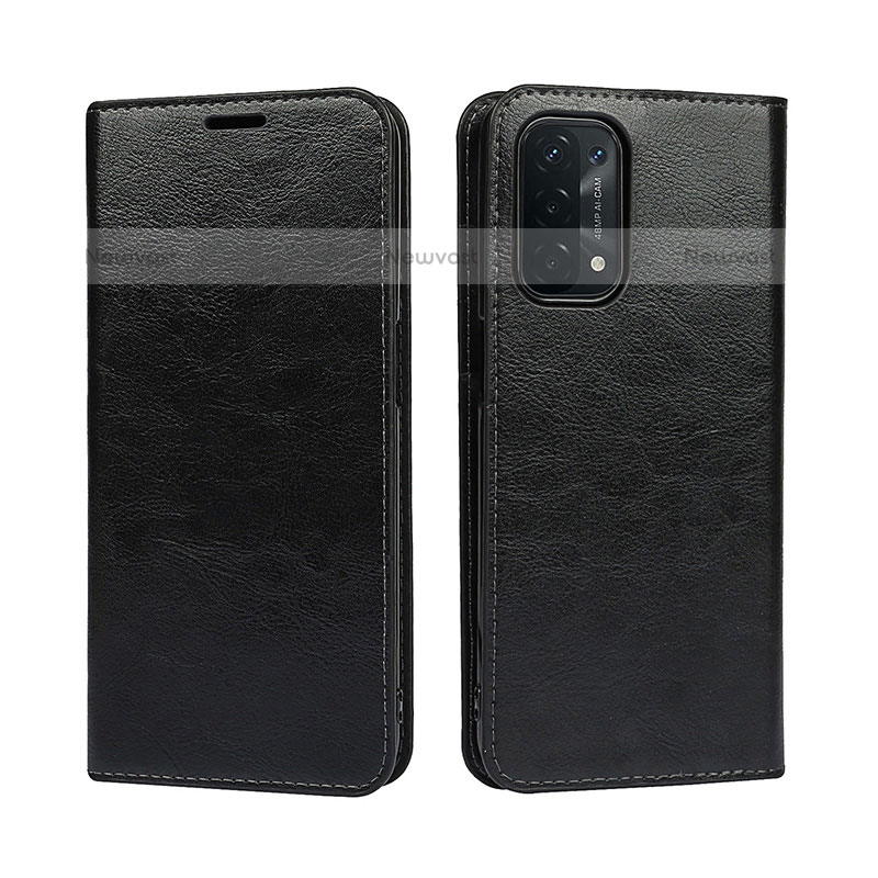 Leather Case Stands Flip Cover Holder D07T for OnePlus Nord N200 5G Black