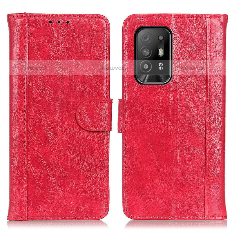 Leather Case Stands Flip Cover Holder D07Y for Oppo F19 Pro+ Plus 5G Red