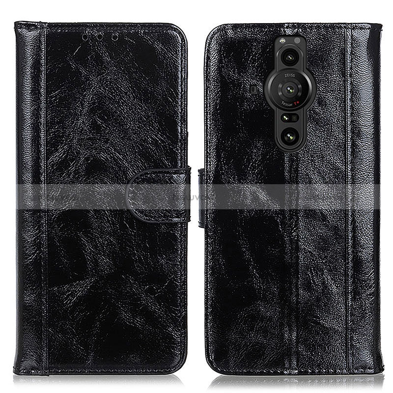 Leather Case Stands Flip Cover Holder D07Y for Sony Xperia PRO-I Black