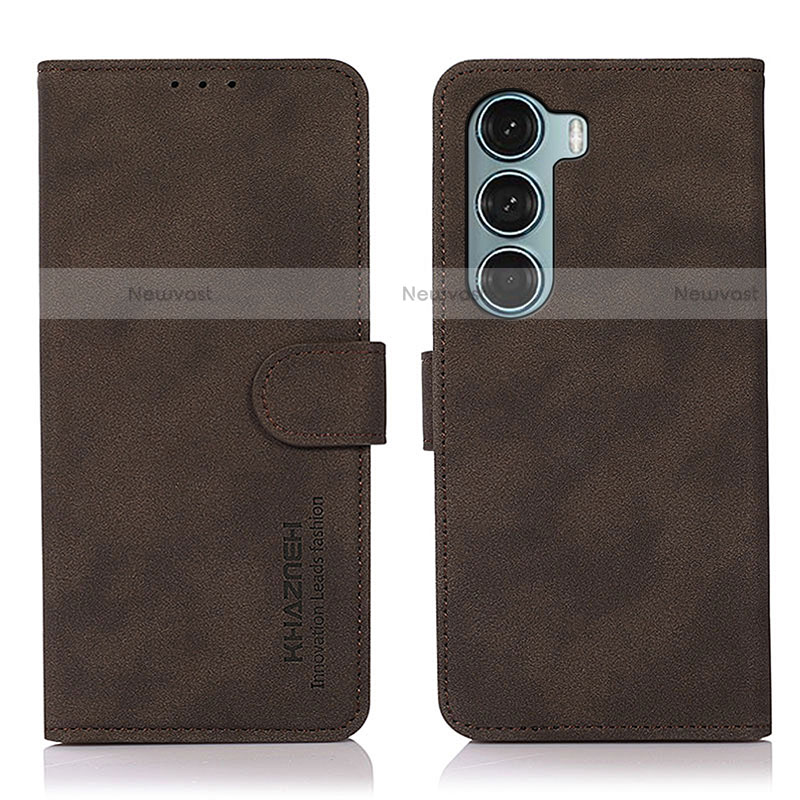 Leather Case Stands Flip Cover Holder D08Y for Motorola Moto Edge S30 5G Brown