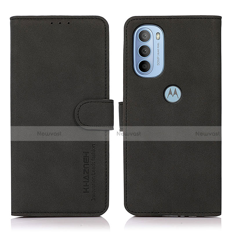 Leather Case Stands Flip Cover Holder D08Y for Motorola Moto G41 Black