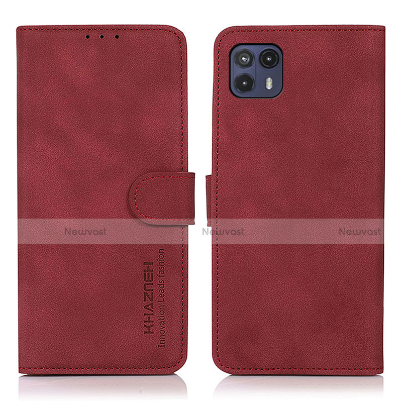 Leather Case Stands Flip Cover Holder D08Y for Motorola Moto G50 5G Red
